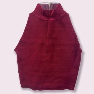 OLIVACEOUS Wine Red Zipper Cropped Tank Top Size M EUC